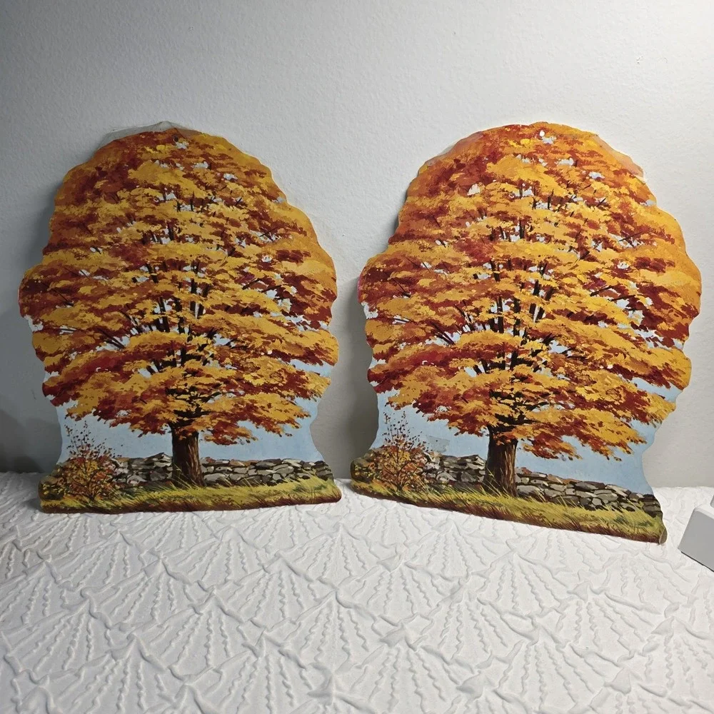 Vintage Eureka Thanksgiving Fall Die Cut Cutout Landscape Wall Decorations Lot 2